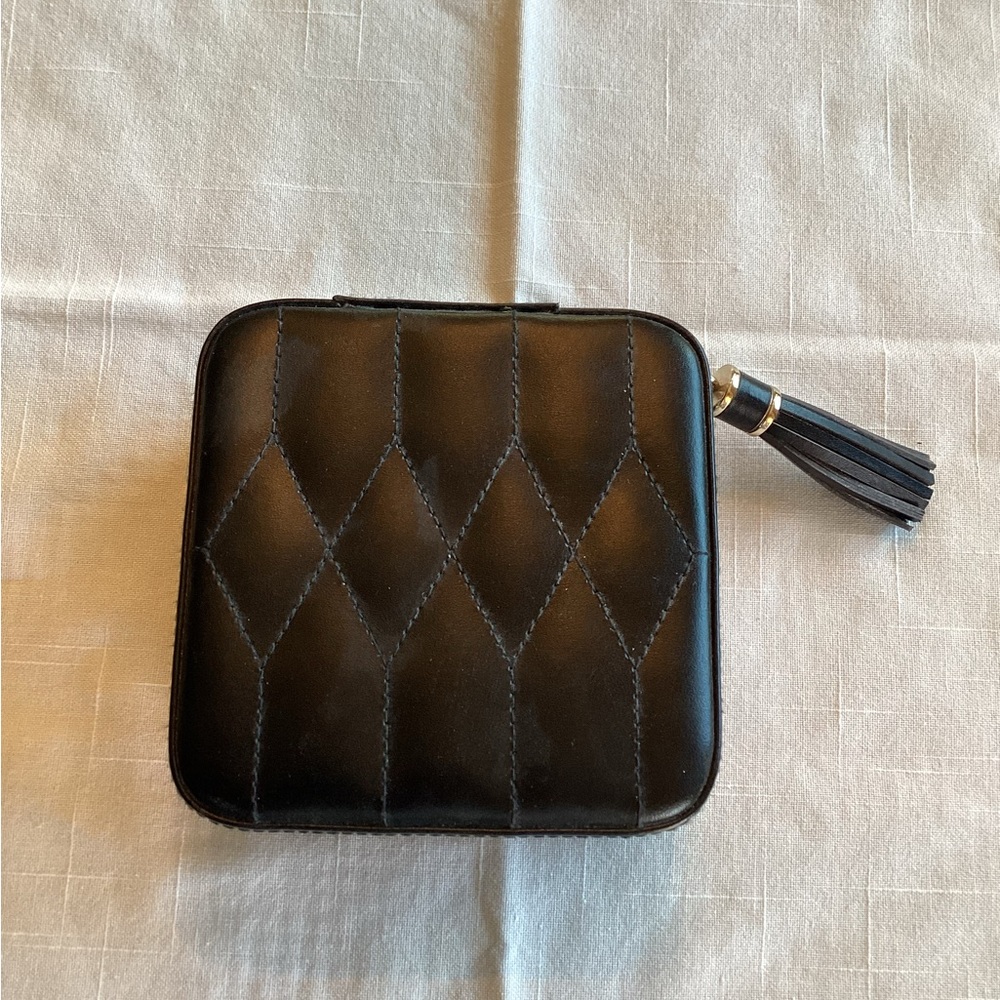 WOLF Black Quilted Cosmetic Case with Tassel